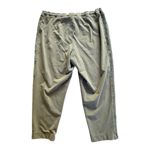 J JIll Olive Full Length Pull On Pants with Embroidered Detail Panel Size 2X - Picture 9 of 10
